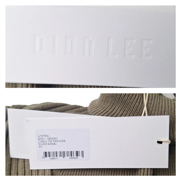 NWT Dion Lee Size XS/2 Warm Khaki Cable Cut-Out Back Tie Turtleneck Sweater - Picture 14 of 16